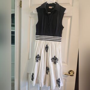 eShakti Black and White Embroidered Dress Size 4